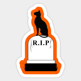 R.I.P: Black Cat on Tombstone Sticker